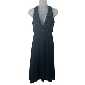 60s Vtg Mr Mort by Stan Herman Mod Shift ALine Dress Sz 3 Black Gothic Midi A49